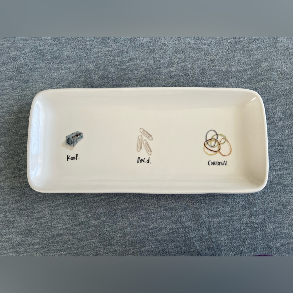 Rae Dunn‎ Cream Organizer Tray Home Office Desktop Ceramic Artisan Collection
